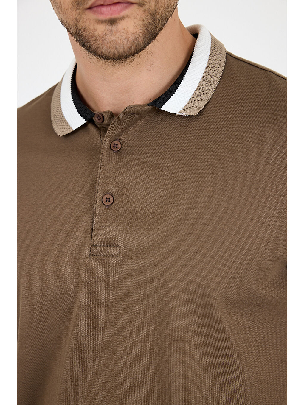 Kahverengi Erkek Amerikan Stil Polo Yaka Tişört , Yazlık Spor Tişört 5030-3