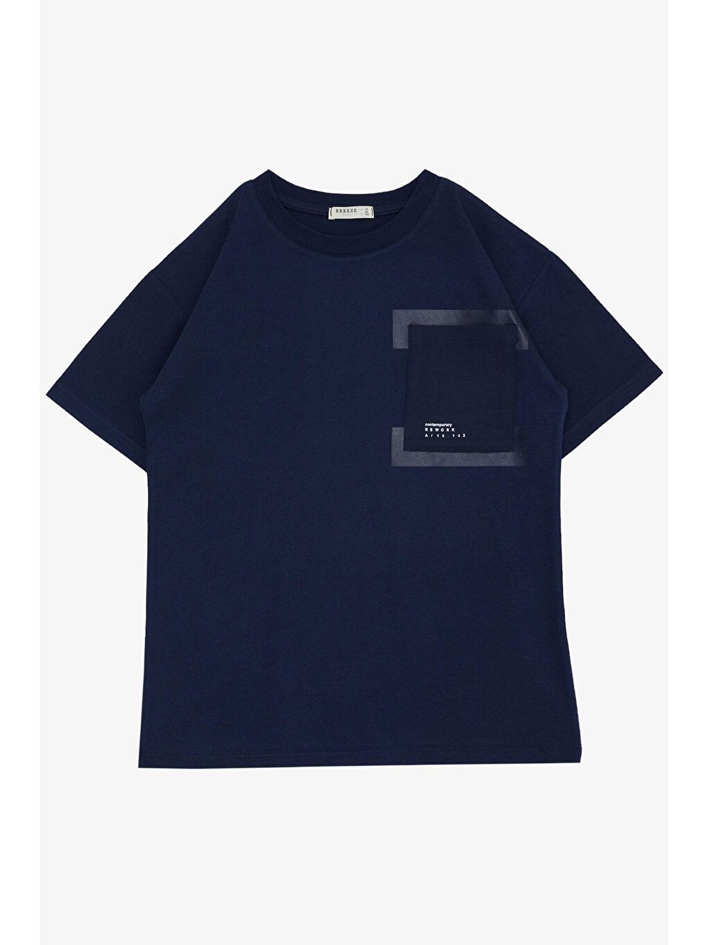 Erkek Çocuk Tişört Cepli Yazı Baskılı Lacivert (9-12 Yaş)