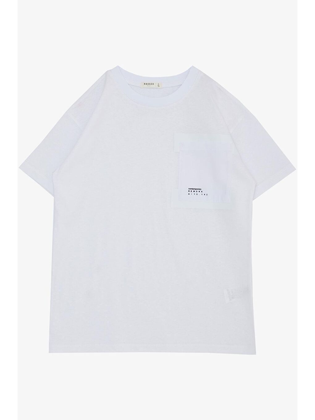 Erkek Çocuk Tişört Cepli Yazı Baskılı Beyaz (9-14 Yaş)