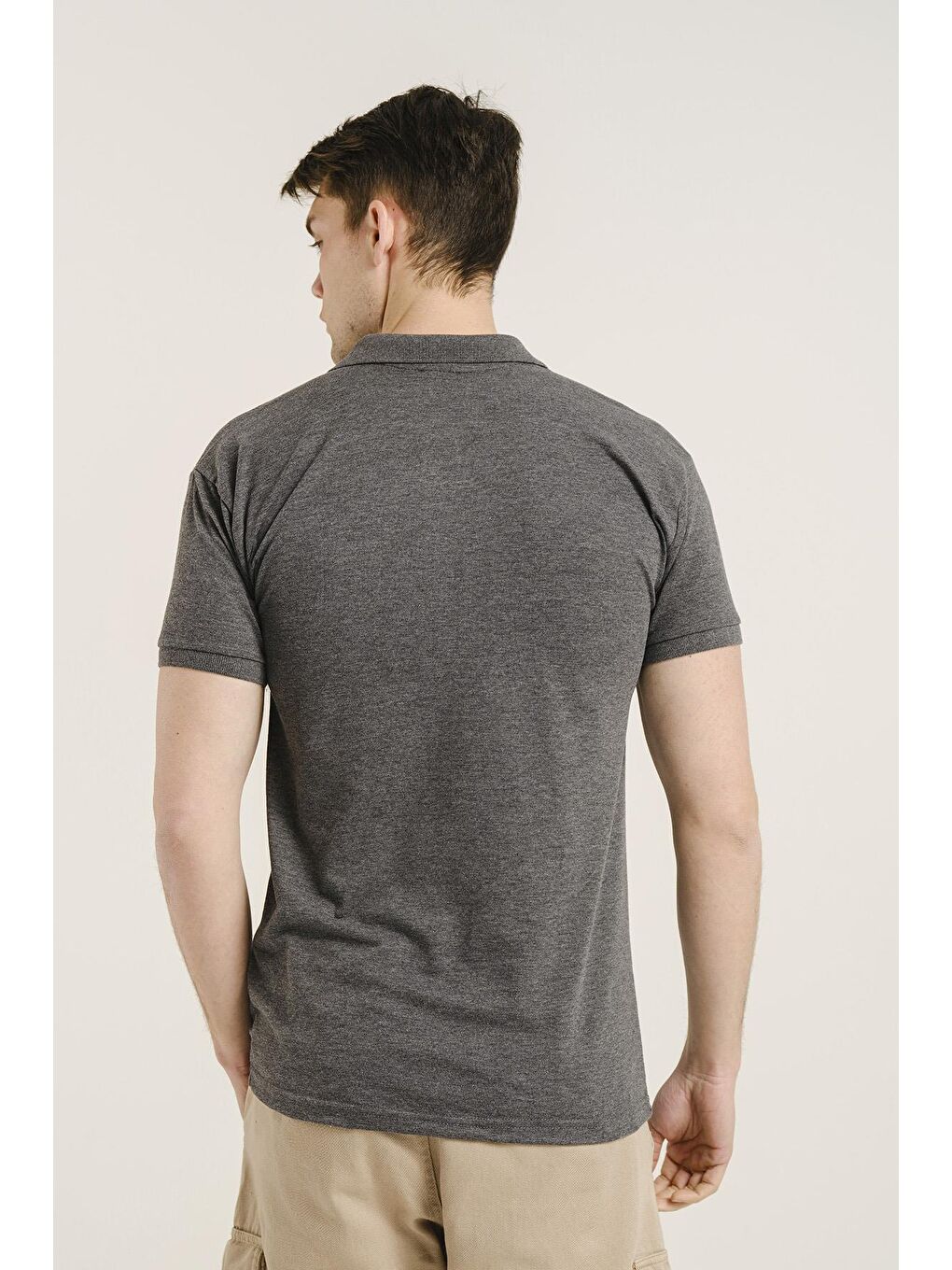 Gri Polo Yaka Slim Fit Erkek Tişört-2
