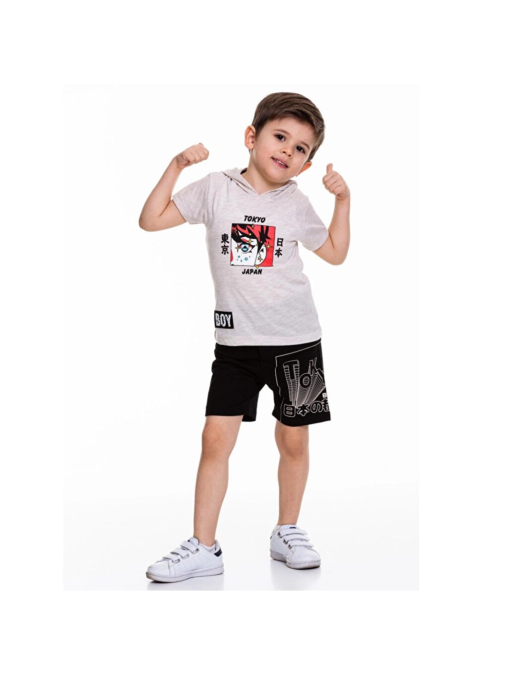 Bej Tokyo Baskılı Armalı 2'li Takım 66202