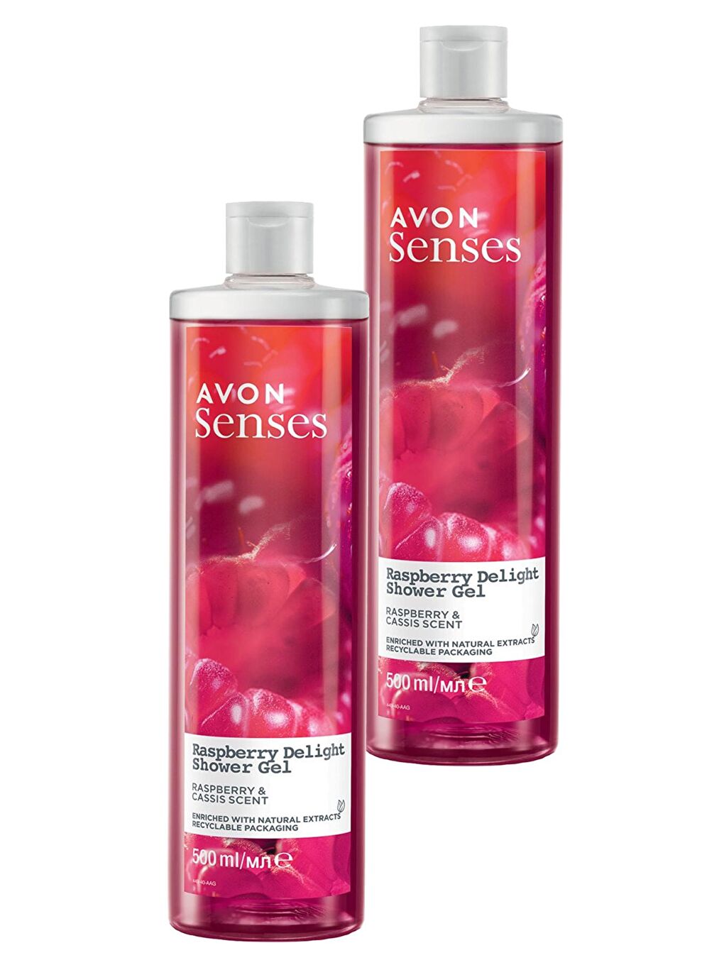 AVON Renksiz Senses Rapsberry Delight Frambuaz ve Frenk Üzümü Kokulu Duş Jeli 500 Ml. İkili Set