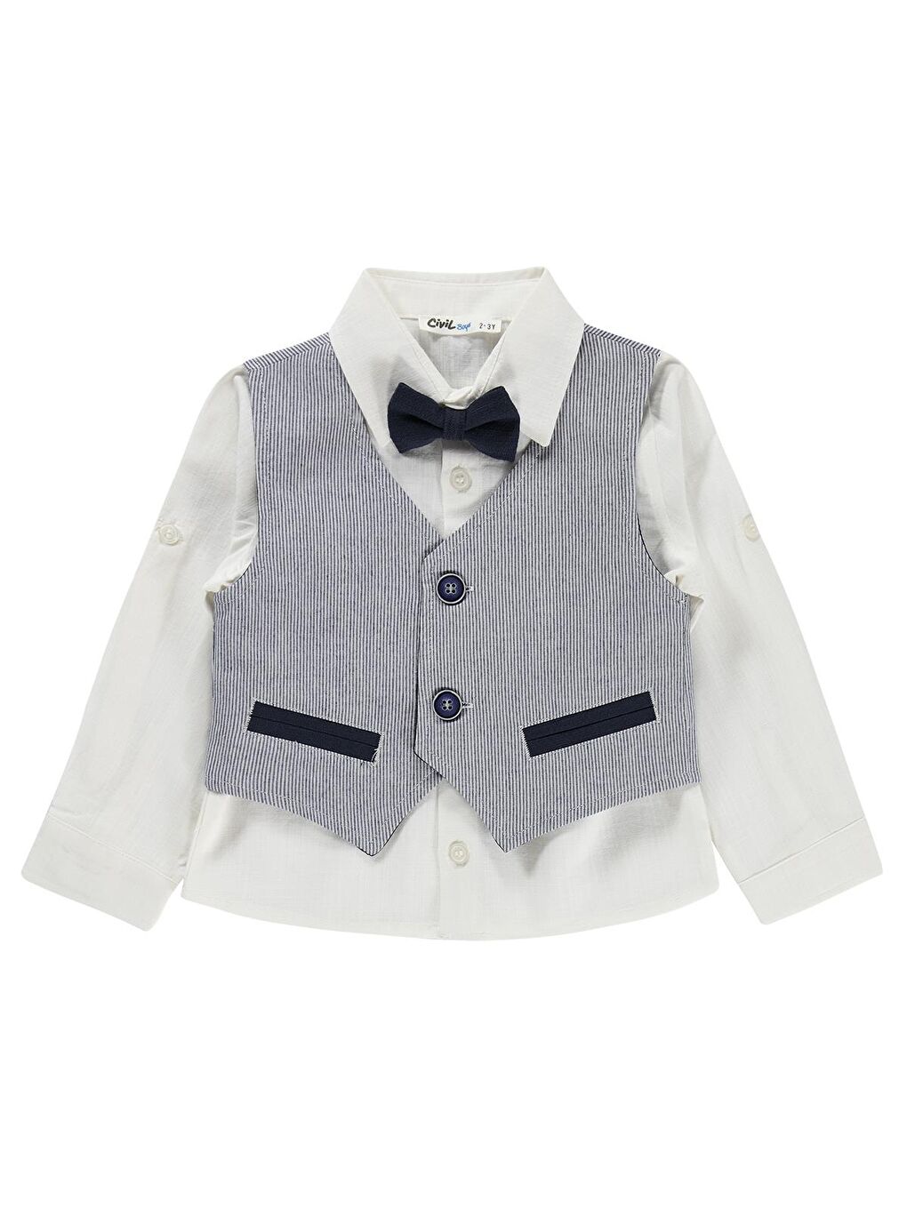 Boys Erkek Çocuk Papyonlu Yelekli 2-5 Yaş Gömlek - Lacivert