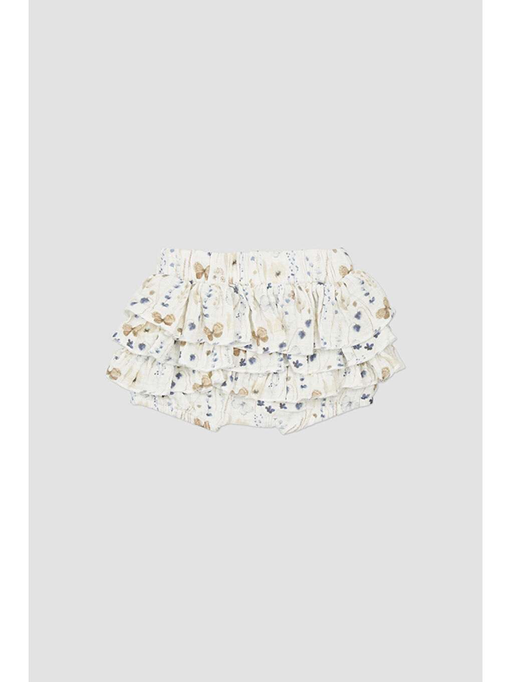 Kız Bebek Baskılı Ekru Müslin Şort-1