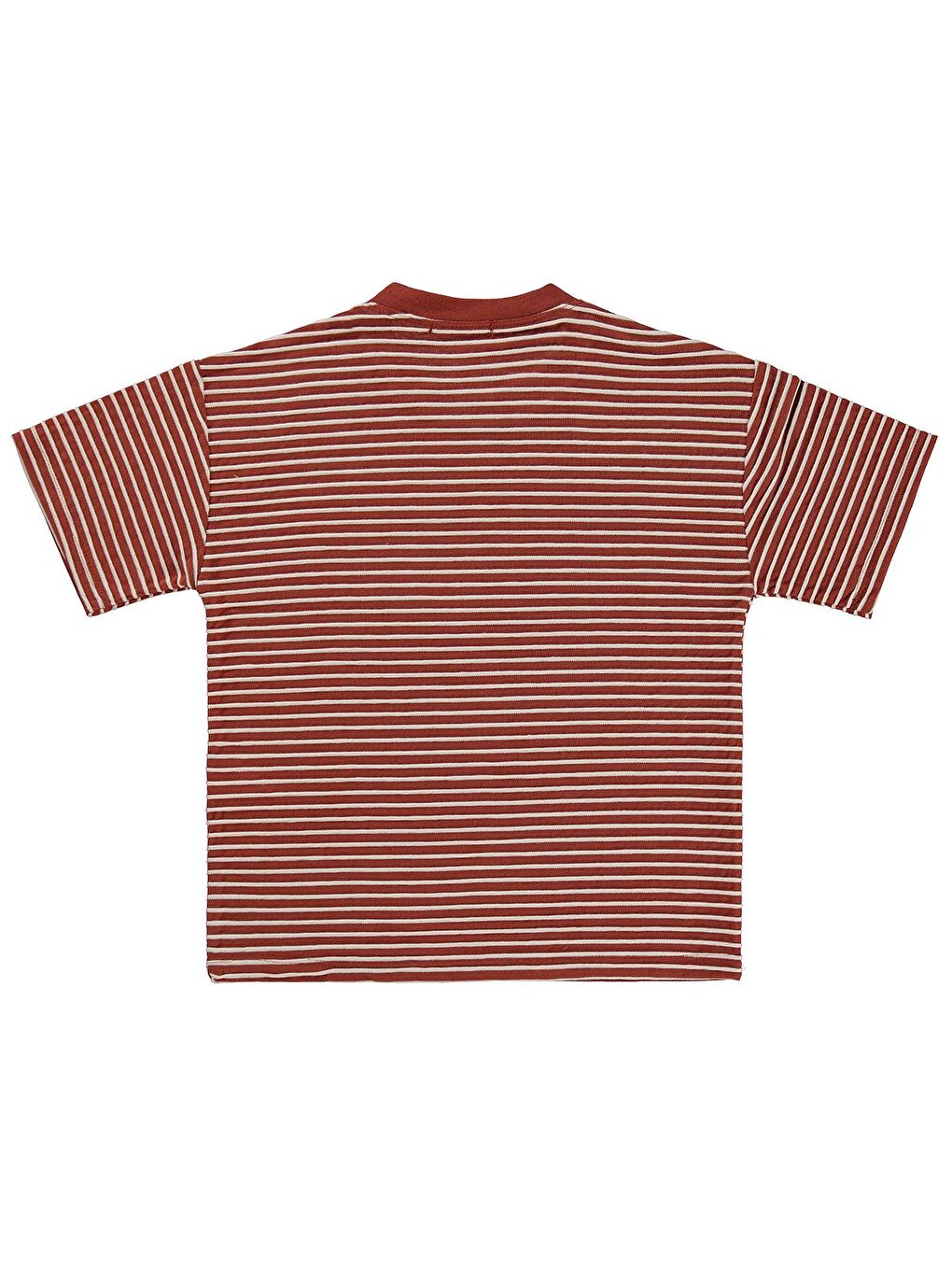 Kahverengi Boys Kabartma Çizgili 6-9 Yaş Tişört - Turuncu-1