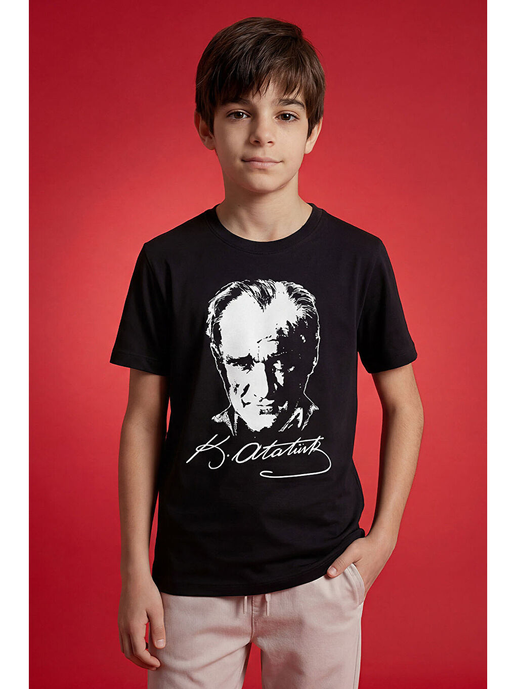 Siyah Atatürk Baskılı Unisex T-Shirt - 11332