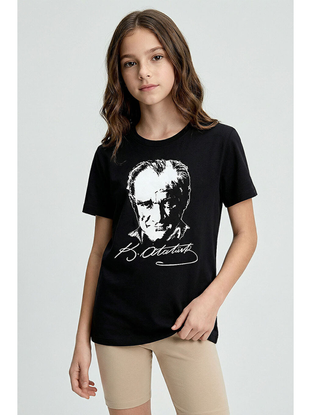 Siyah Atatürk Baskılı Unisex T-Shirt - 11332-1