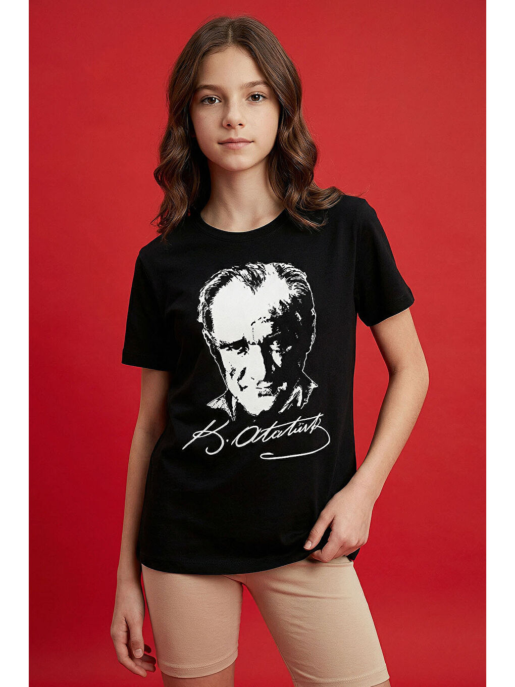 Siyah Atatürk Baskılı Unisex T-Shirt - 11332-2