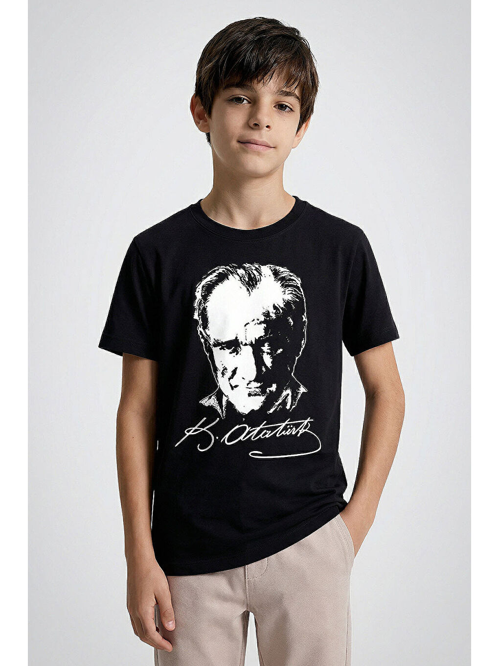 Siyah Atatürk Baskılı Unisex T-Shirt - 11332-3