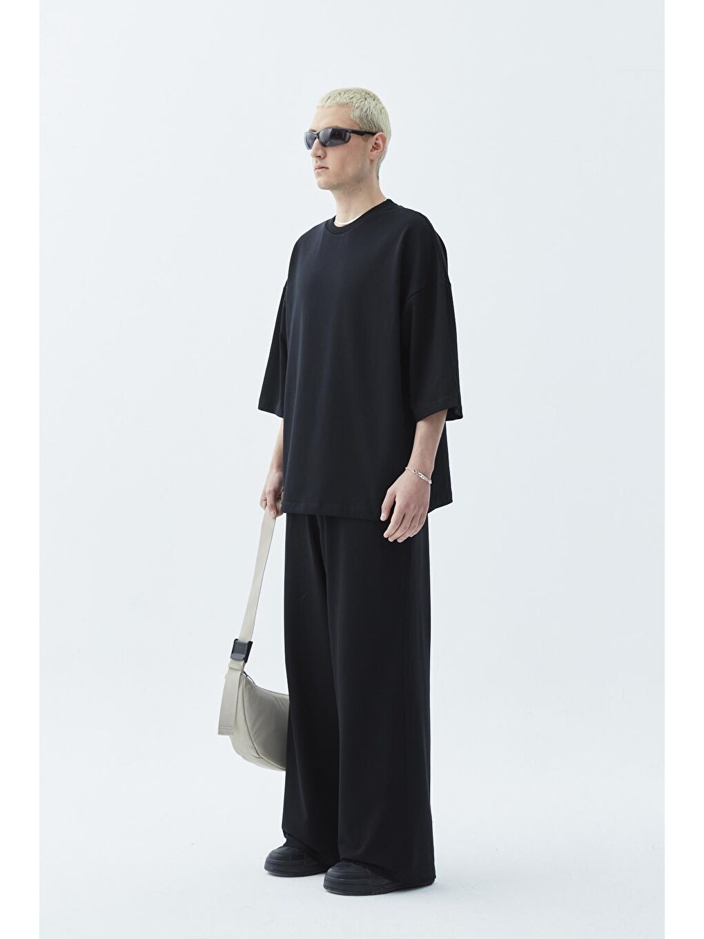 Siyah Super Oversize Basıc Eşofman Takım-siyah-1