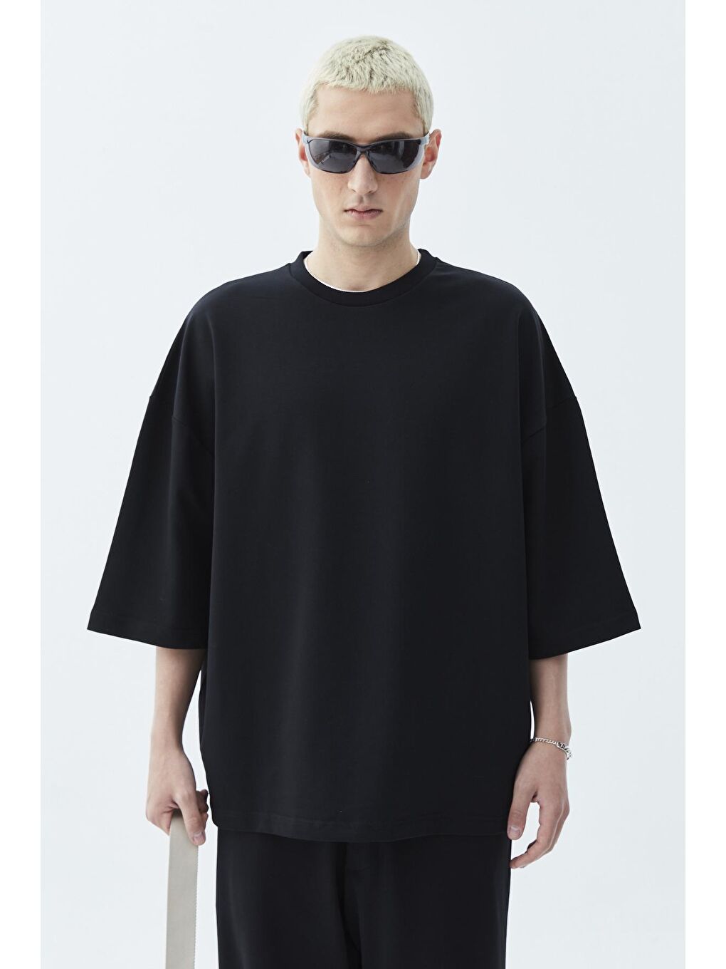 Siyah Super Oversize Basıc Eşofman Takım-siyah-3