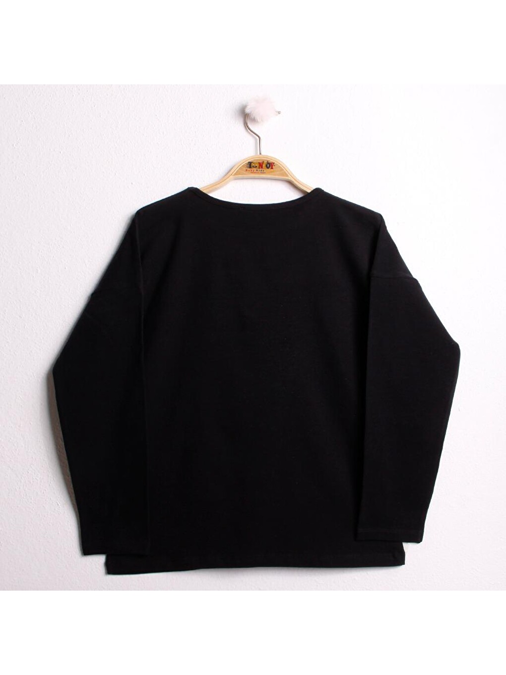 Siyah Kız Çocuk Sweatshirt Shine Varak Baskılı-1