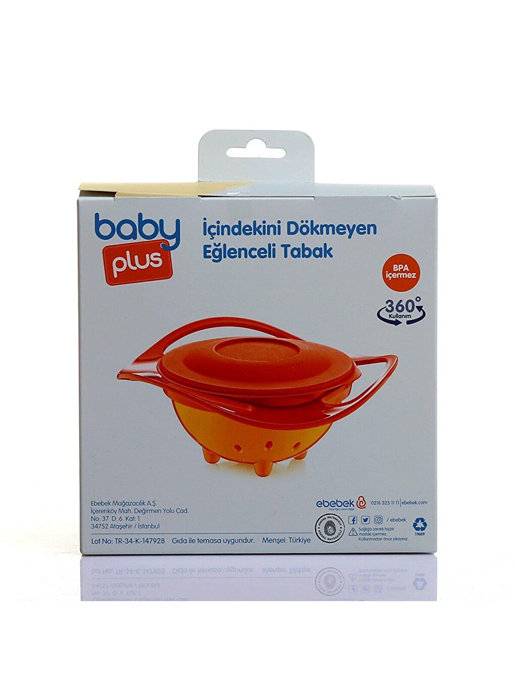 baby plus Karışık İçindekini Dökmeyen Eğlenceli PP Mama Tabağı Turuncu - 1