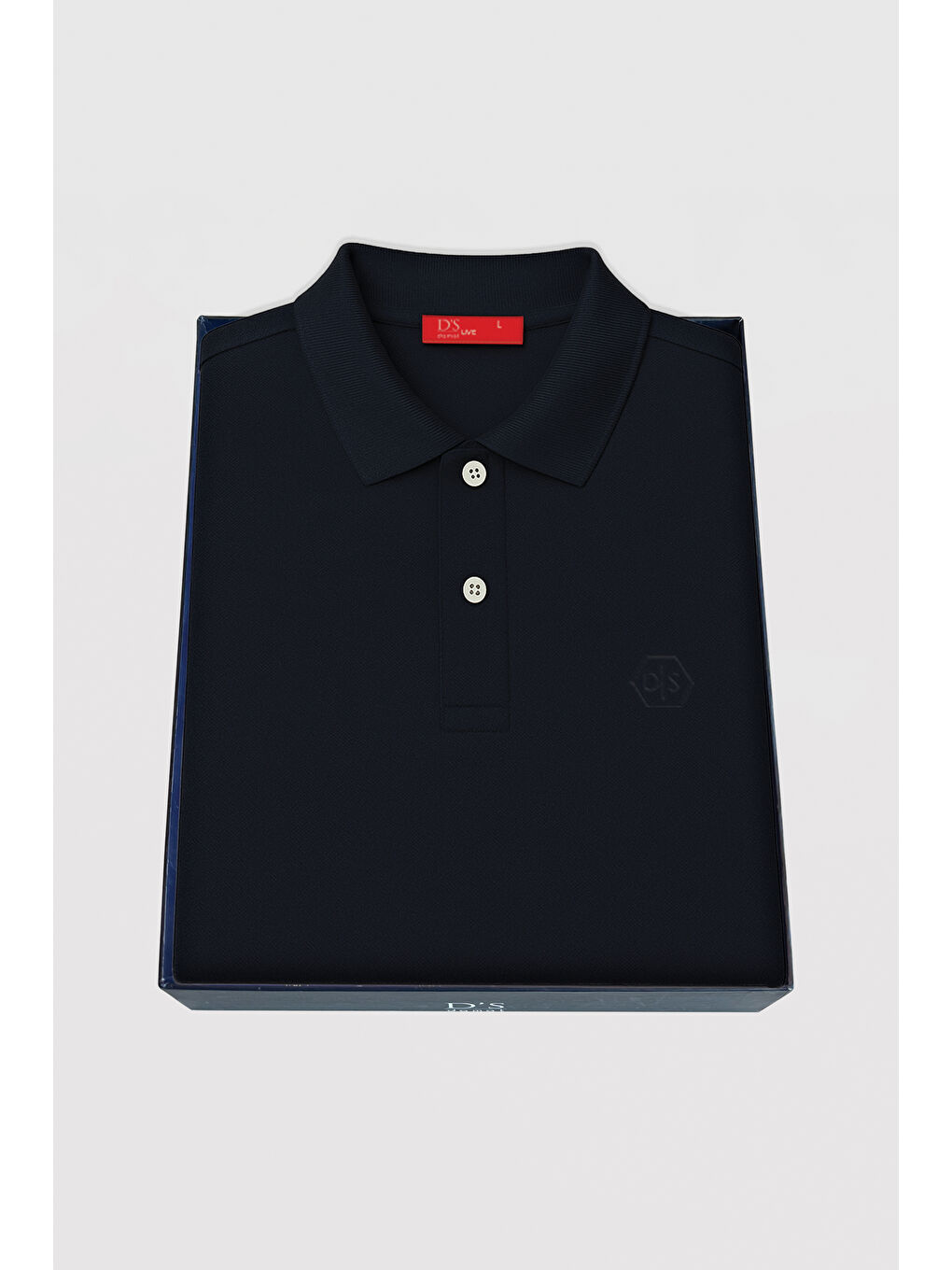 Slim Fit Lacivert Kutulu Polo Yaka Tişört-1