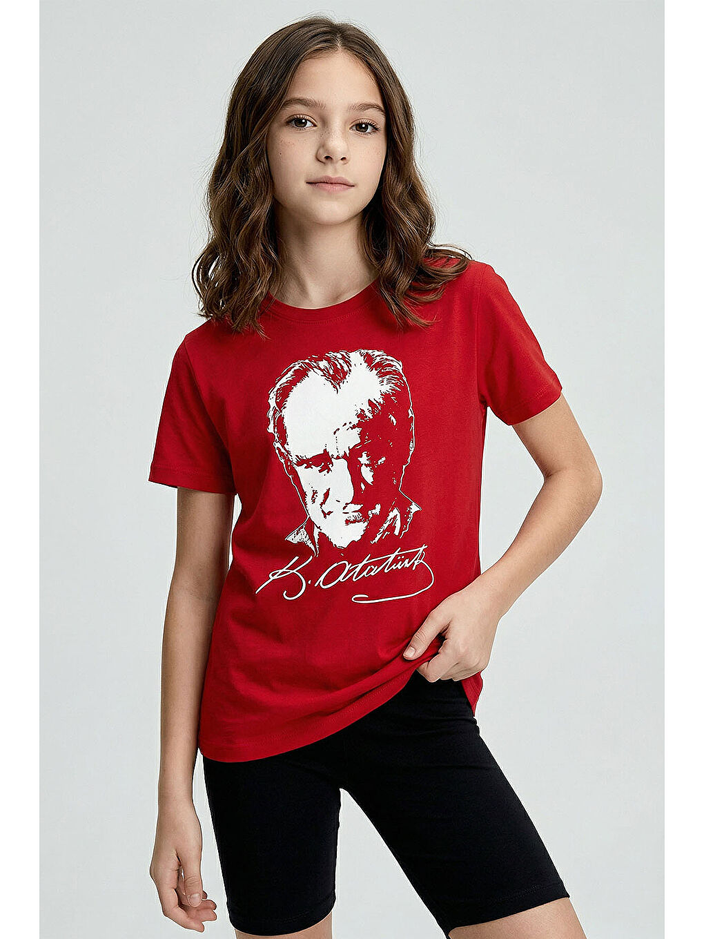 Kırmızı Atatürk Baskılı Unisex T-Shirt - 11332-4