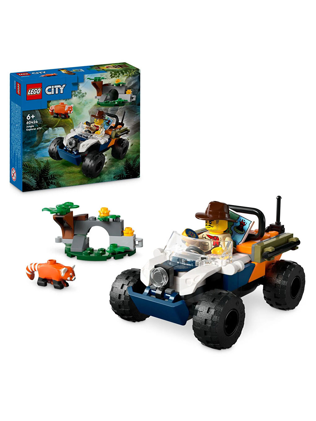 Lego Renksiz City Orman Kaşifinin ATV li Kırmızı Panda Görevi Seti 60424