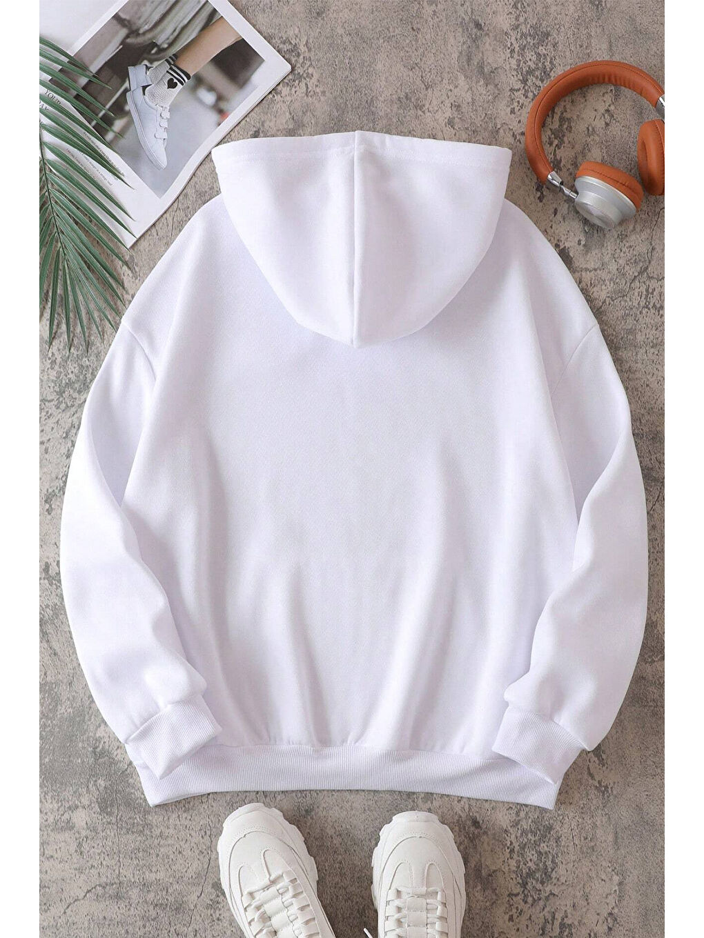 uyguntarz Beyaz Active Baskılı Oversize Sweatshirt - 1