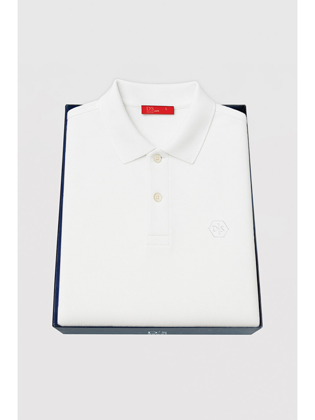 Slim Fit Beyaz Kutulu Polo Yaka Tişört-1