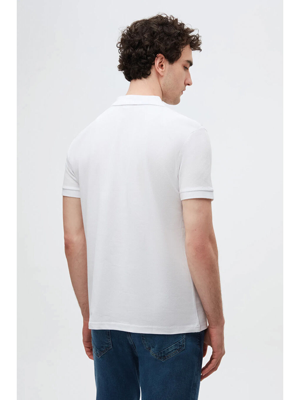 Slim Fit Beyaz Kutulu Polo Yaka Tişört-5