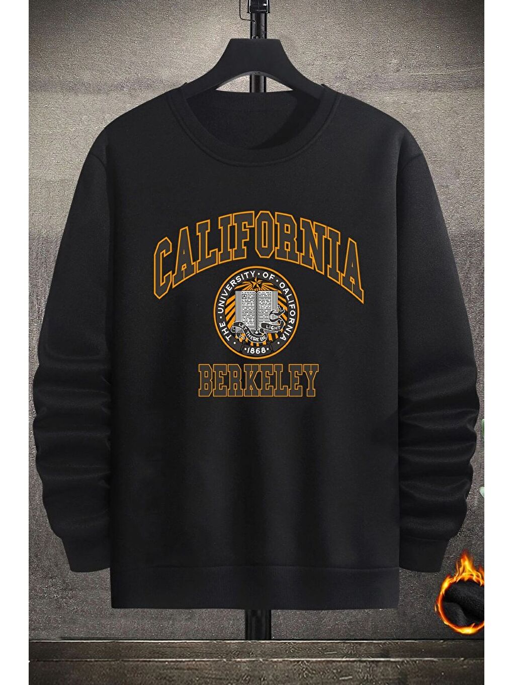 uyguntarz Siyah Unisex California Baskılı Bisiklet Yaka Sweatshirt