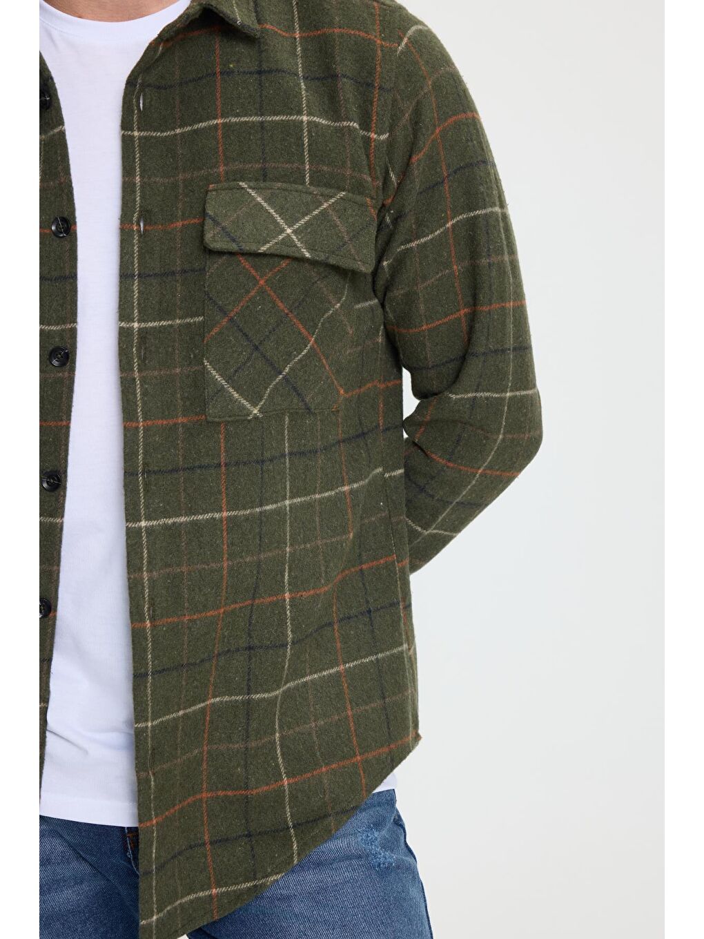 Karışık Erkek Slim Fit Dar Kesim Spor Yaka Çift Cep Kapaklı Kareli Gömlek-2