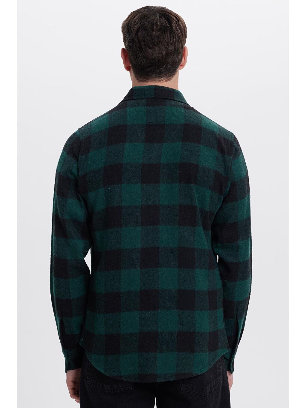 Karışık Erkek Slim Fit Dar Kesim Uzun Kollu Kapaklı Çift Cepli Kareli Kışlık Oduncu Gömlek-6