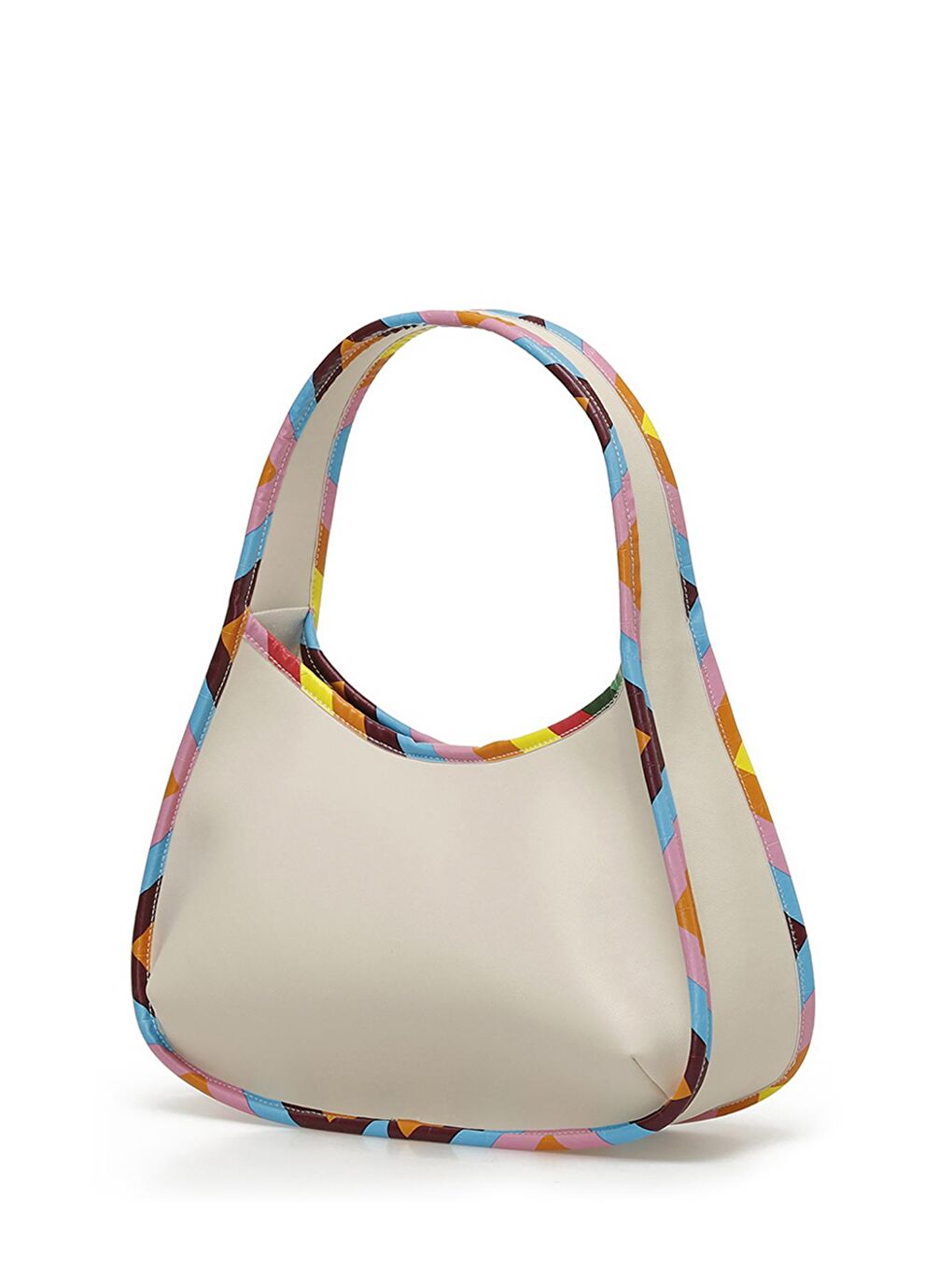 Bej CILT RENKLI SERIT OMZ 4FX EKRU MULTI Kadın Omuz Çantası-1