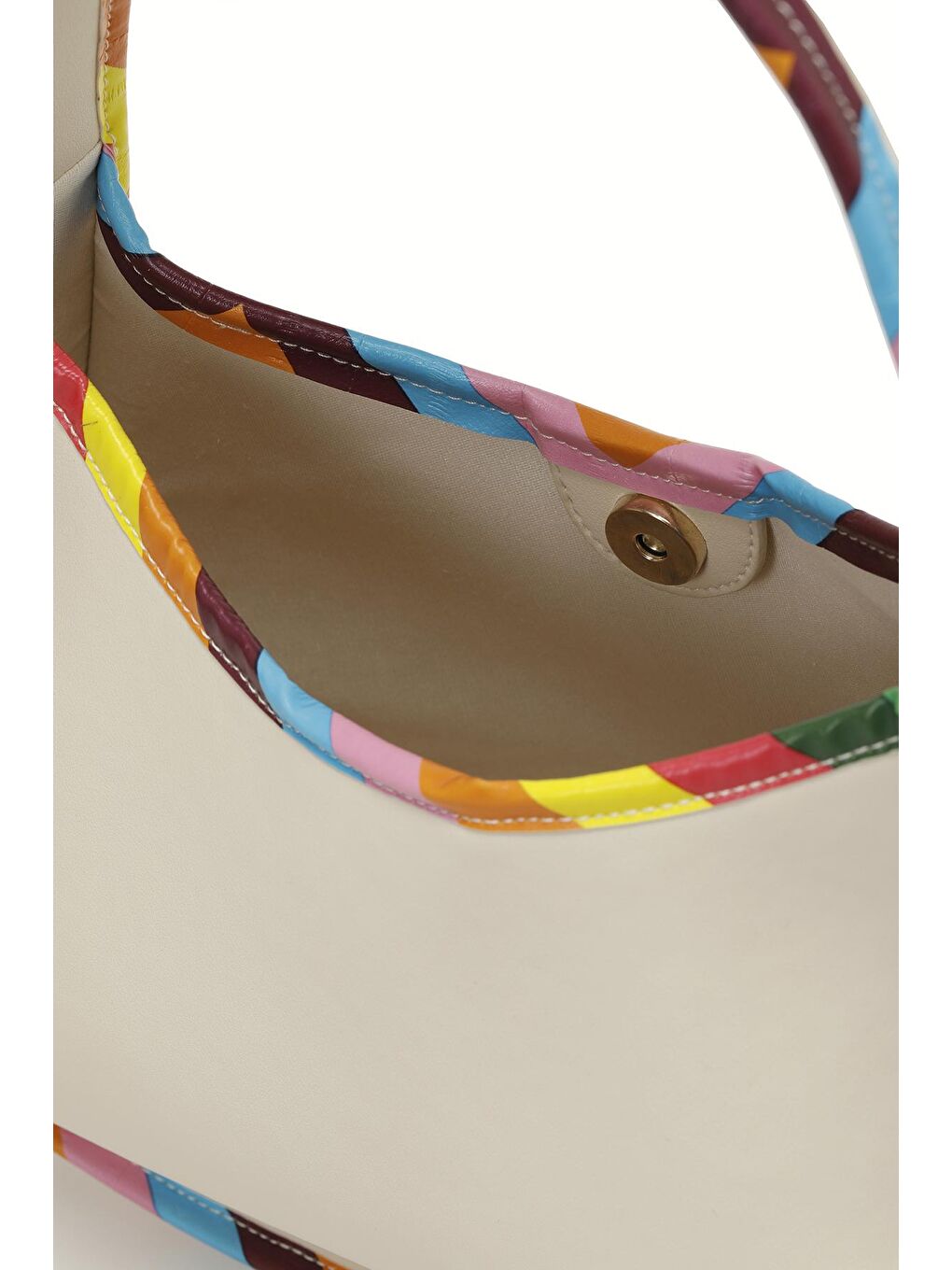 Bej CILT RENKLI SERIT OMZ 4FX EKRU MULTI Kadın Omuz Çantası-3