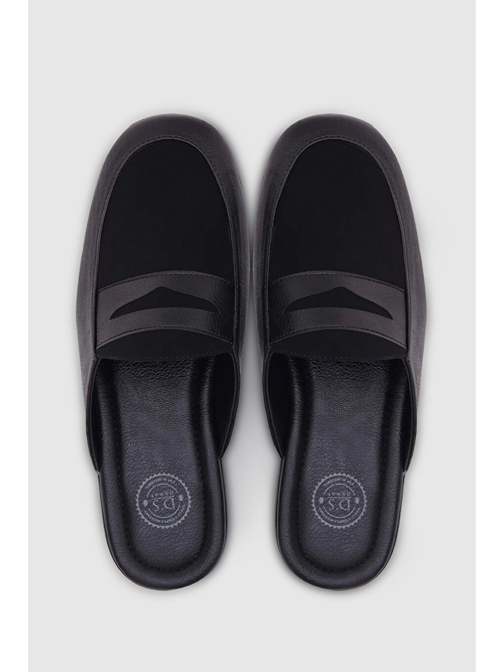 Siyah Süet Misafir Çeyiz  Ev Erkek Terlik-1