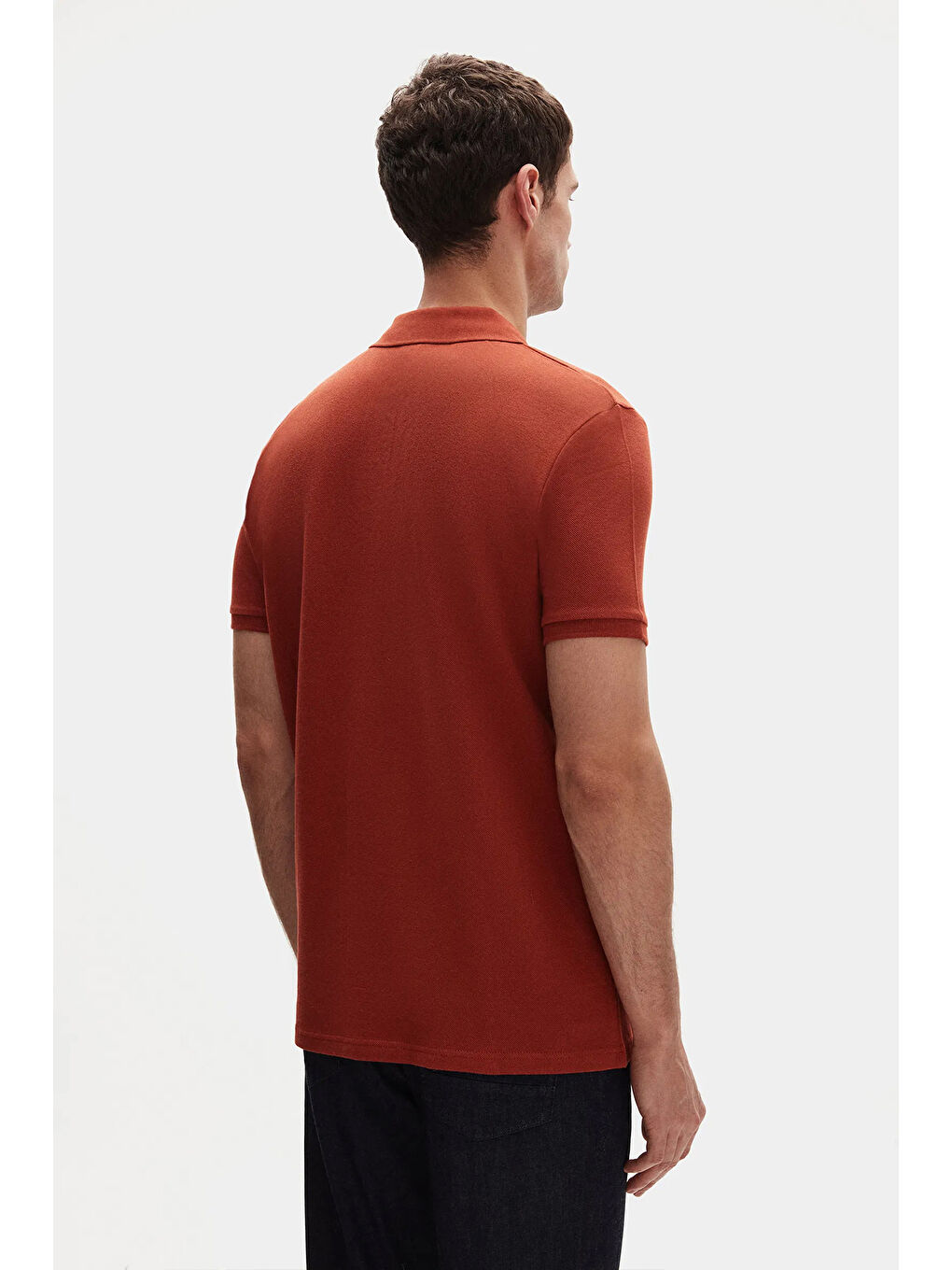 Kahverengi Slim Fit Kiremit Kutulu Polo Yaka Tişört-2