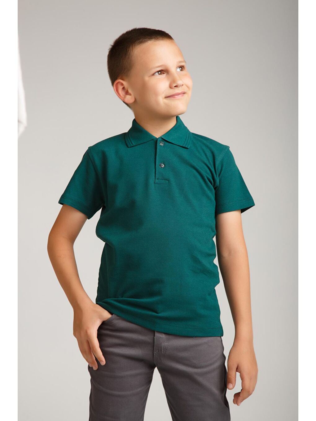 ajn Haki-Yeşil Kids Polo Yaka Basic Kısa Kollu Erkek Çocuk Tişört - 2