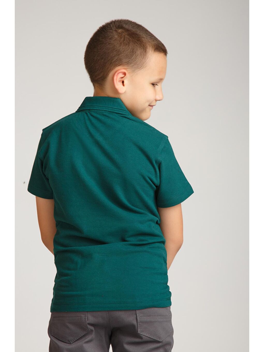 ajn Haki-Yeşil Kids Polo Yaka Basic Kısa Kollu Erkek Çocuk Tişört - 3