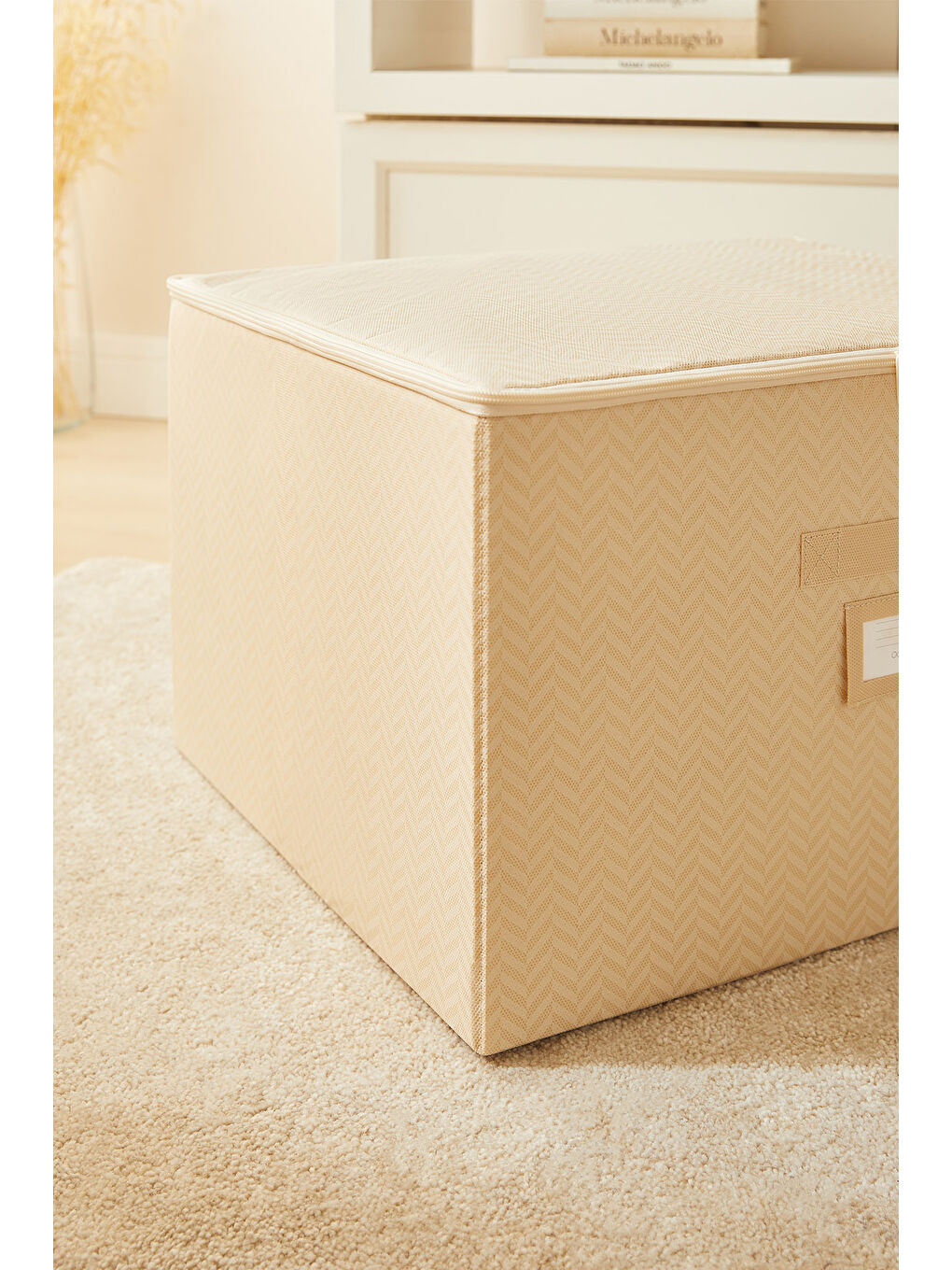 Bej Balıksırtı Destekli Kutu Hurç 48 x 40 x 30 cm-4