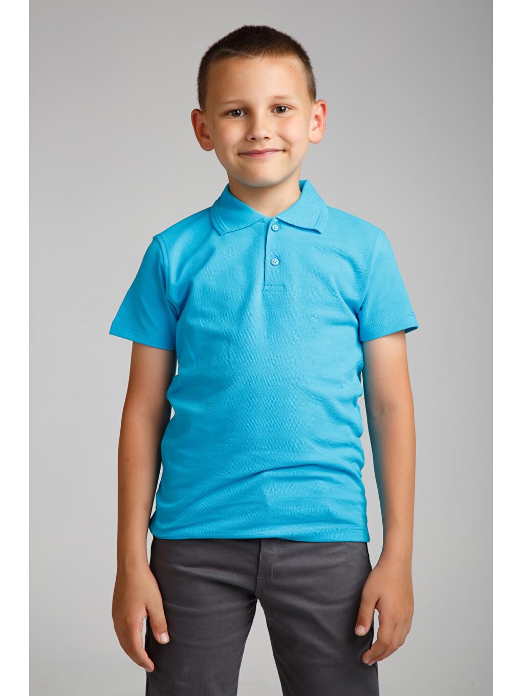 ajn Turkuaz Kids Polo Yaka Basic Kısa Kollu Erkek Çocuk Tişört