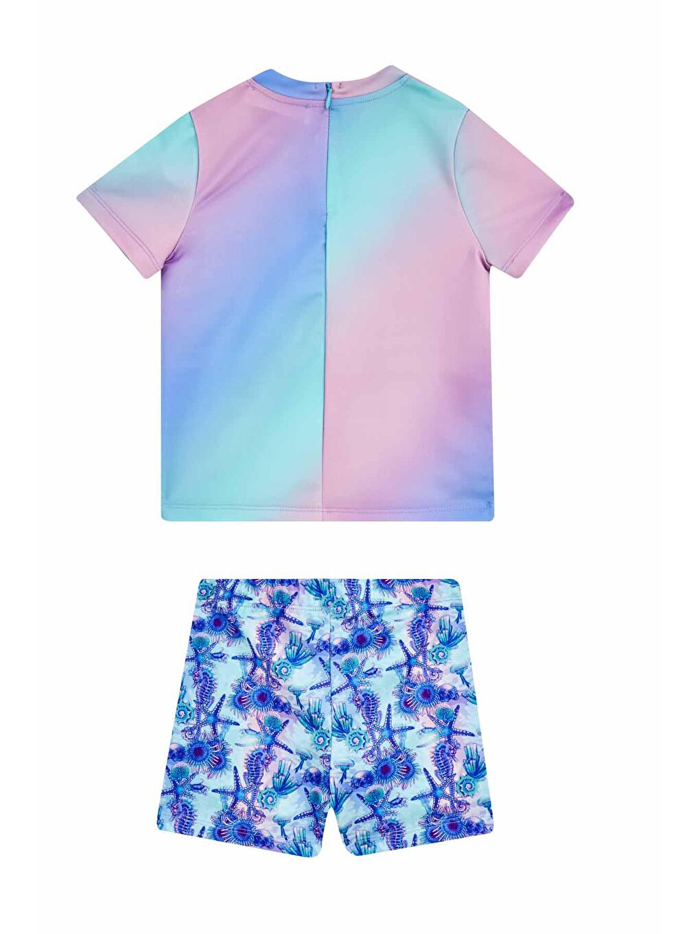 UV Korumalı Şort Tişört Kız Çocuk Bebek Deniz Havuz Mayosu Nolı 5525 Mor-1