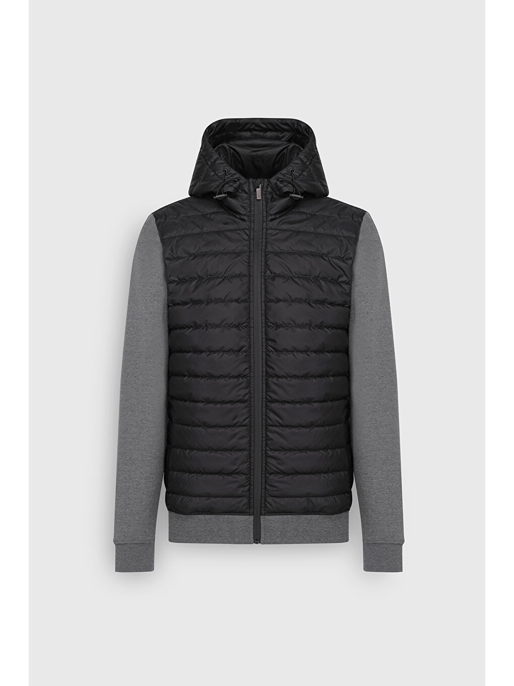 Erkek Antrasit-Melanj Pamuklu Standart Fit Normal Kesim Kapüşonlu Cepli Esnek Şişme Yelek-6