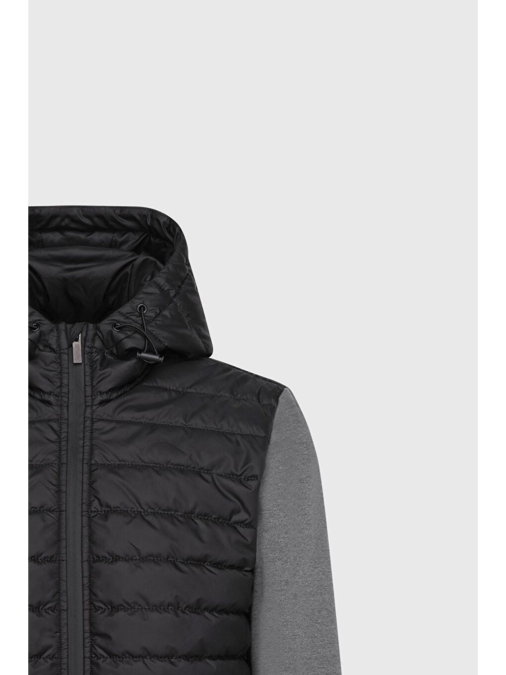 Erkek Antrasit-Melanj Pamuklu Standart Fit Normal Kesim Kapüşonlu Cepli Esnek Şişme Yelek-7