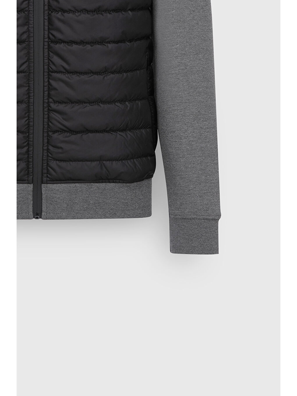 Erkek Antrasit-Melanj Pamuklu Standart Fit Normal Kesim Kapüşonlu Cepli Esnek Şişme Yelek-8