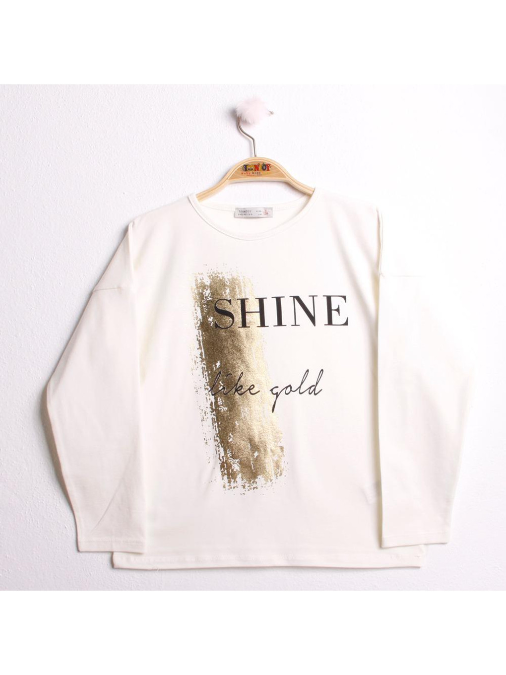 Ekru Kız Çocuk Sweatshirt Shine Varak Baskılı