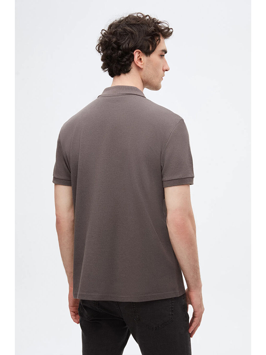 Slim Fit Antrasit Kutulu Polo Yaka Tişört-2