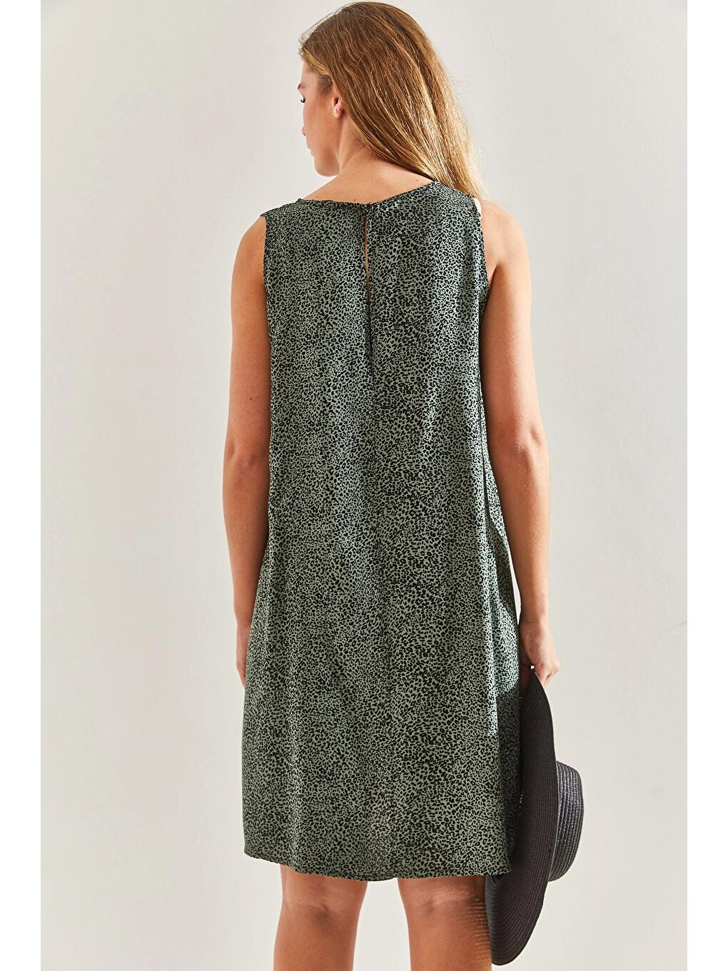 Yeşil Kadın Desenli Viskon Elbise 60171041-4