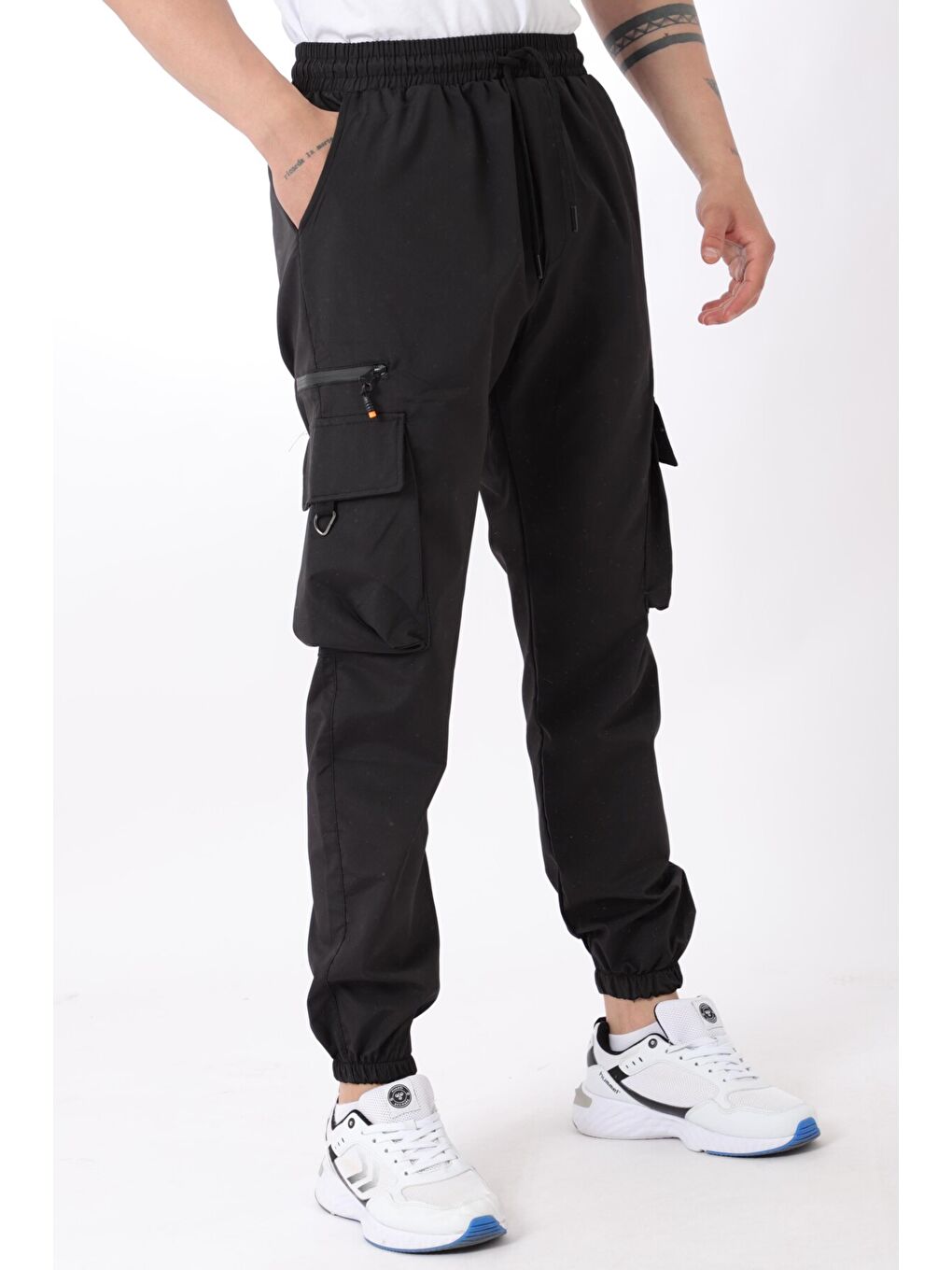 Stilkombin Siyah Paraşüt Kumaş Sport Wear Baskılı Kargo/Jogger Alt PLDP 03_70094 - 1