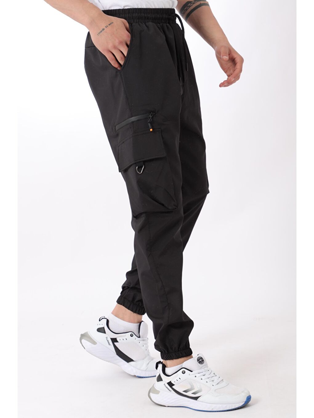 Stilkombin Siyah Paraşüt Kumaş Sport Wear Baskılı Kargo/Jogger Alt PLDP 03_70094 - 3