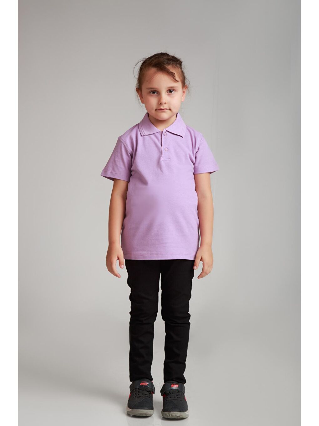 Lila Kids Polo Yaka Basic Kısa Kollu Kız Çocuk Tişört