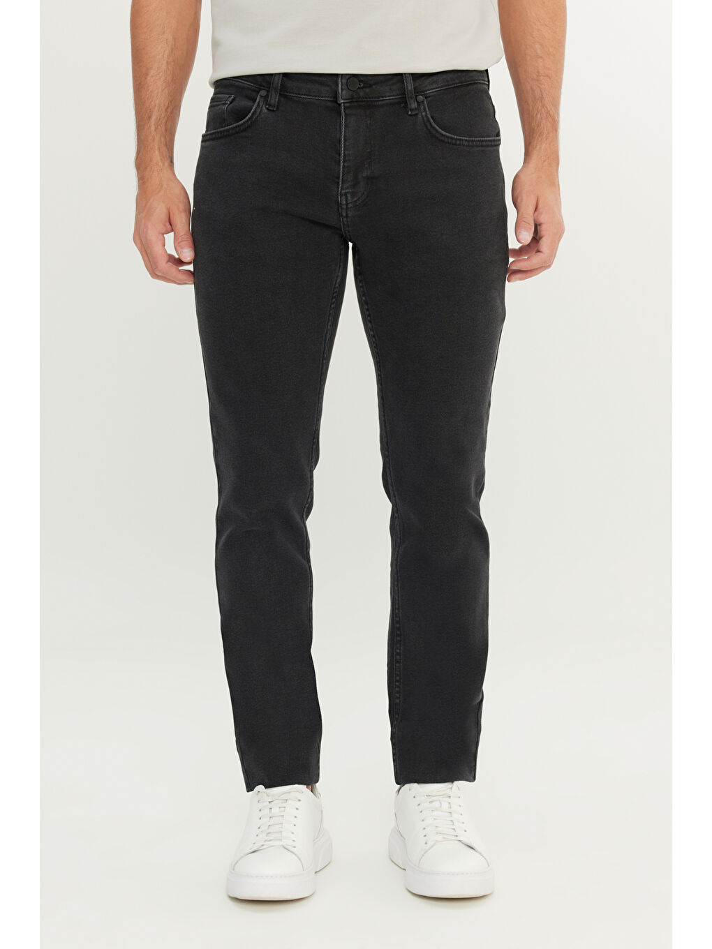 Erkek Siyah Pamuklu Slim Fit 5 Cep Esnek Jean Pantolon