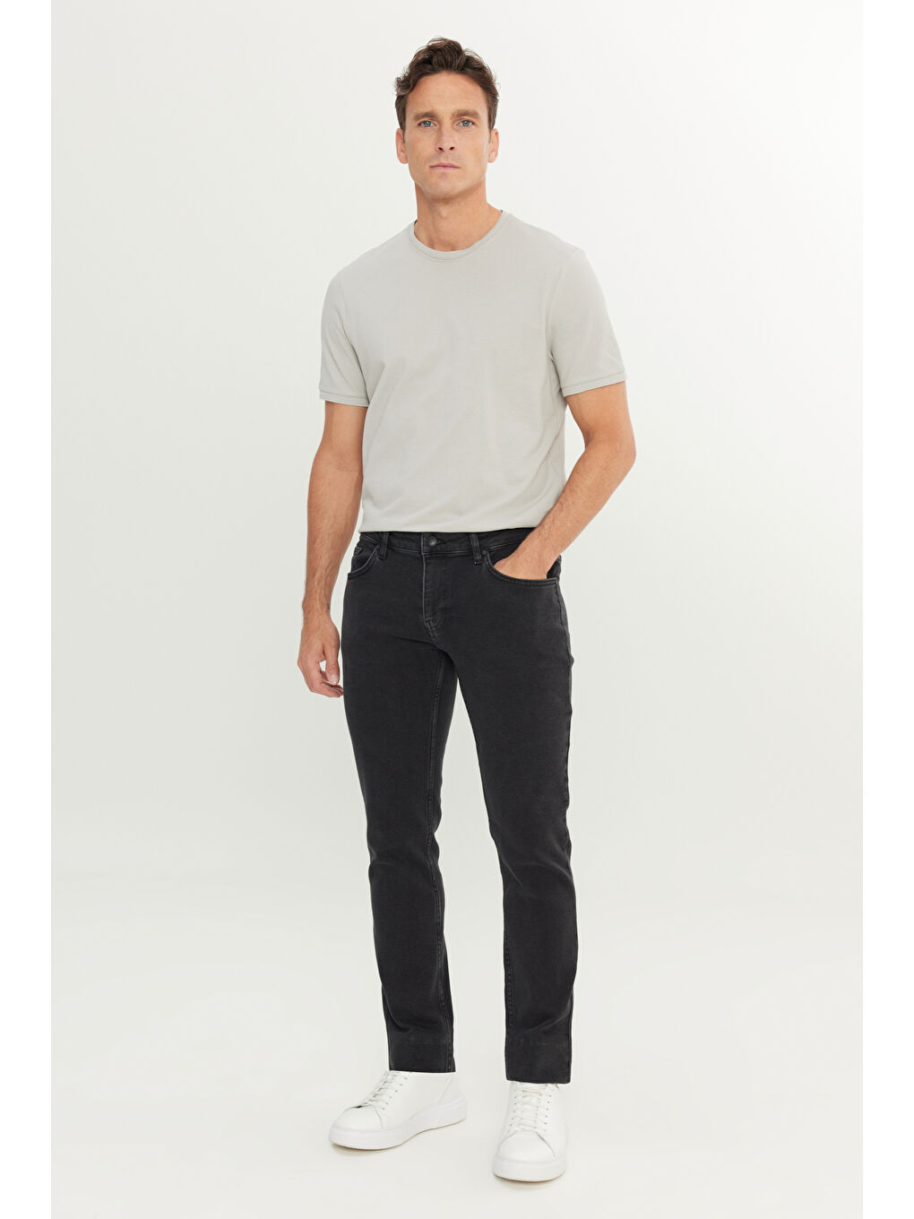 Erkek Siyah Pamuklu Slim Fit 5 Cep Esnek Jean Pantolon-1