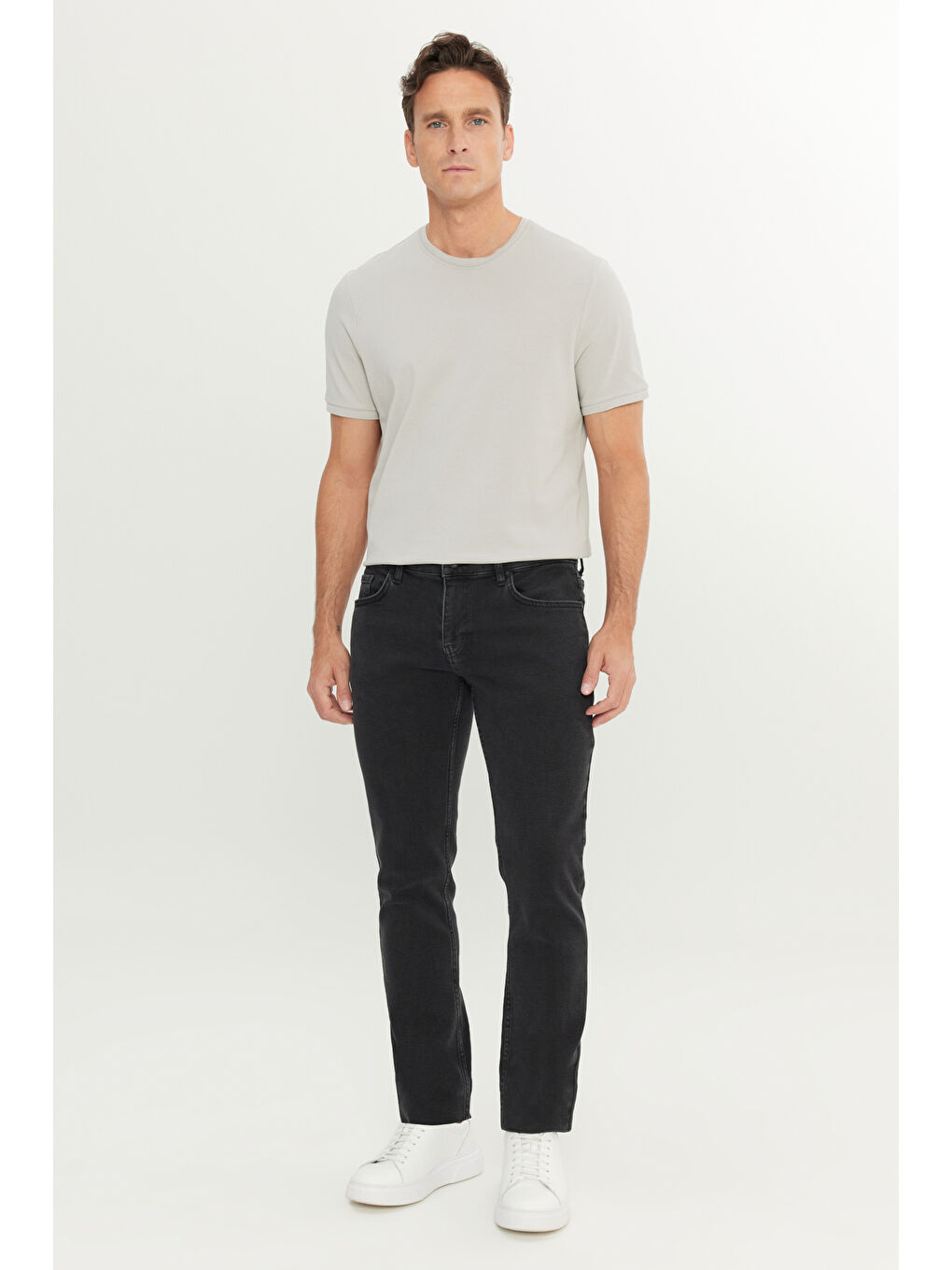 Erkek Siyah Pamuklu Slim Fit 5 Cep Esnek Jean Pantolon-2