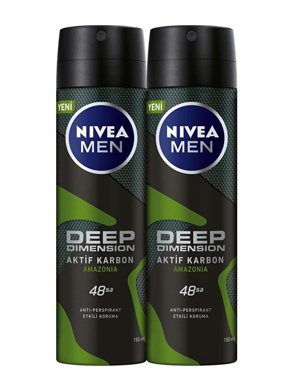 NIVEA Şeffaf Deep Dimension Amazonia 48 Saat Anti-Perspirant Koruma 150 ml x2 Adet Men Erkek Sprey Deodorant