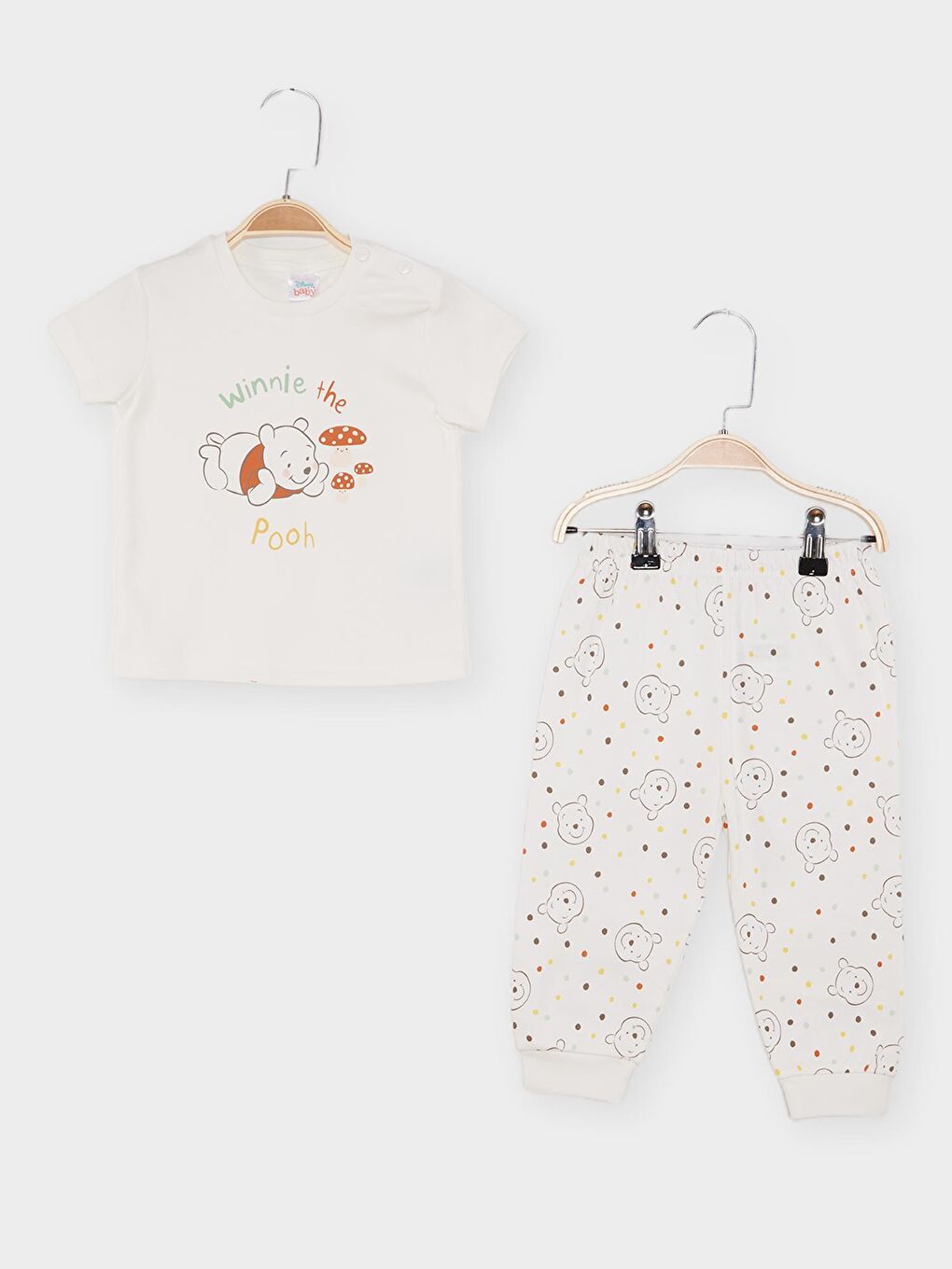 Supermino Ekru Winnie The Pooh Lisanslı Erkek Bebek Pijama Takımı 21844