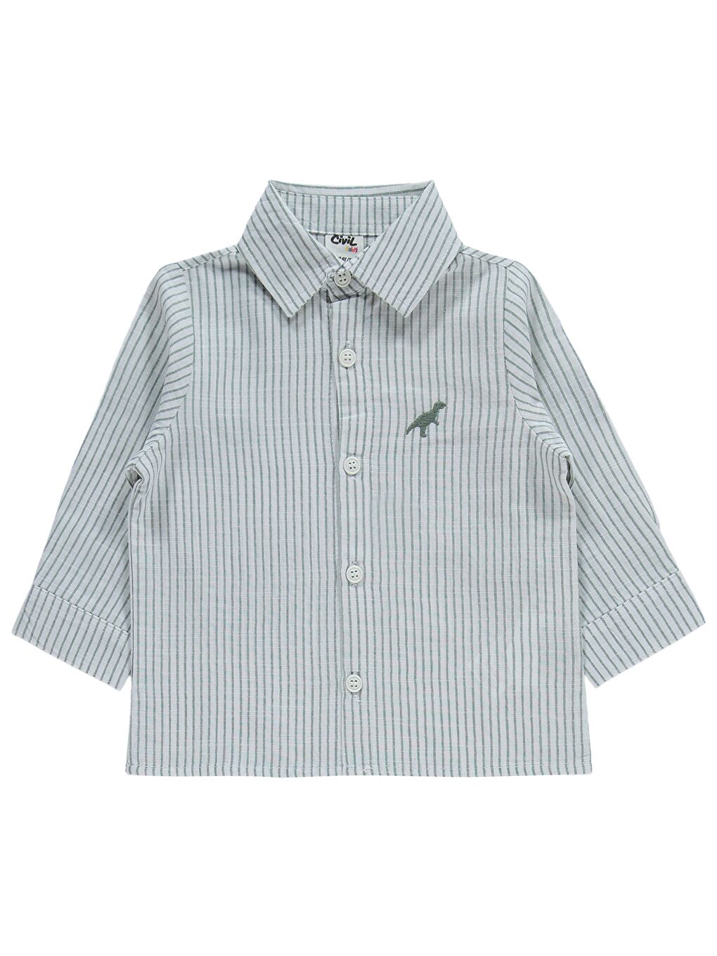 Baby Erkek Bebek Dinozor Nakışlı 6-18 Ay Takım - Haki-3